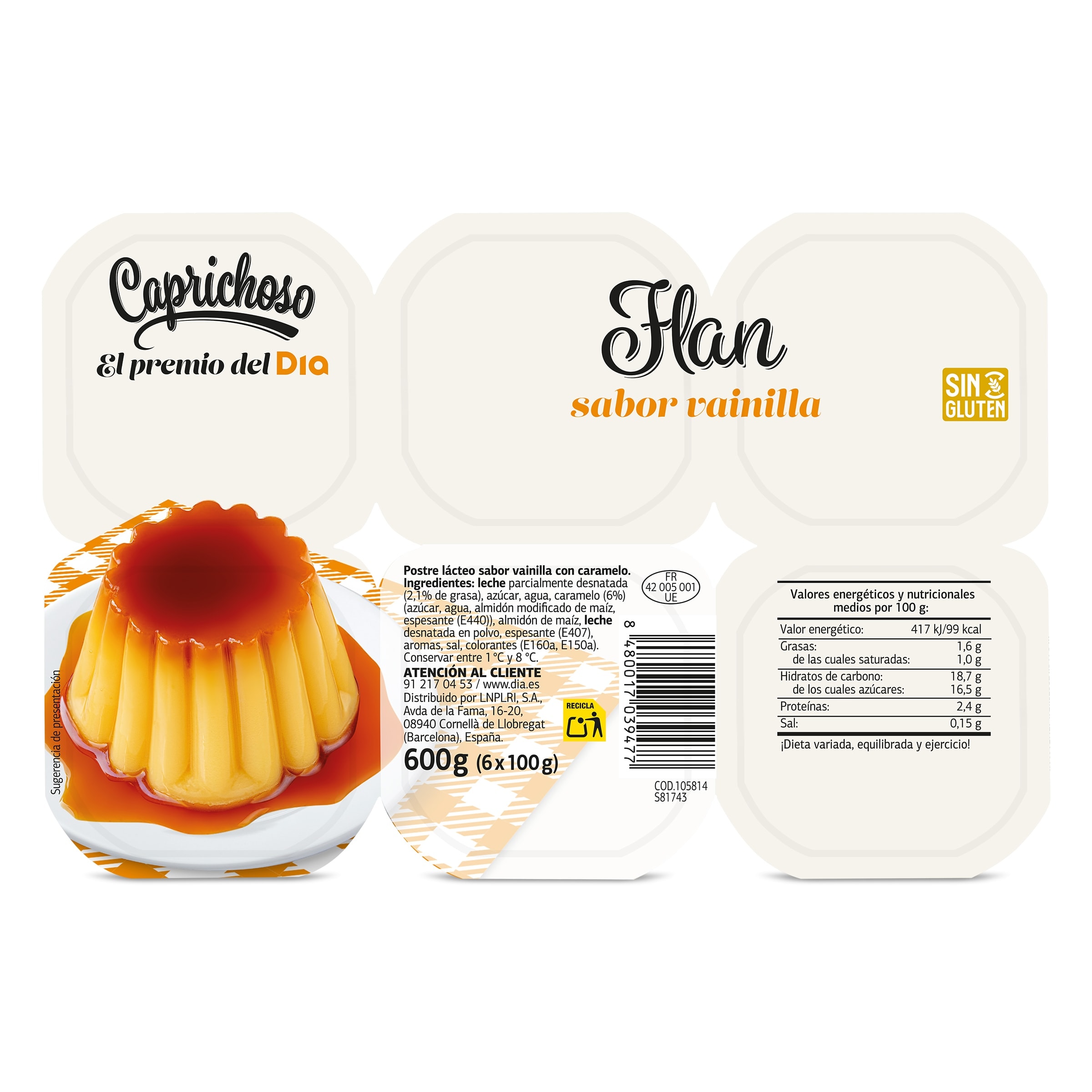 Flan de vainilla Dia Caprichoso 6 x 100 g