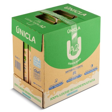 Leche semidesnatada A2 Únicla pack 6 x 1 l-0