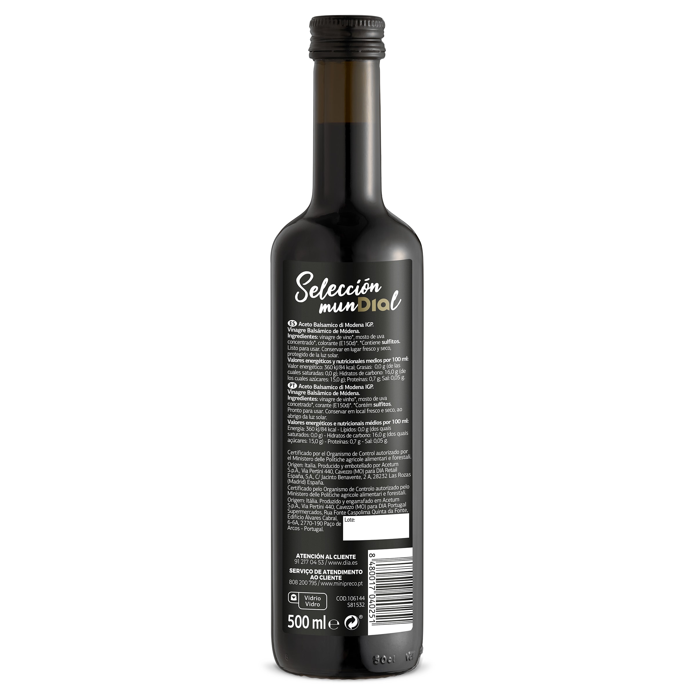 Vinagre balsámico de Módena Dia Selección Mundial 500 ml