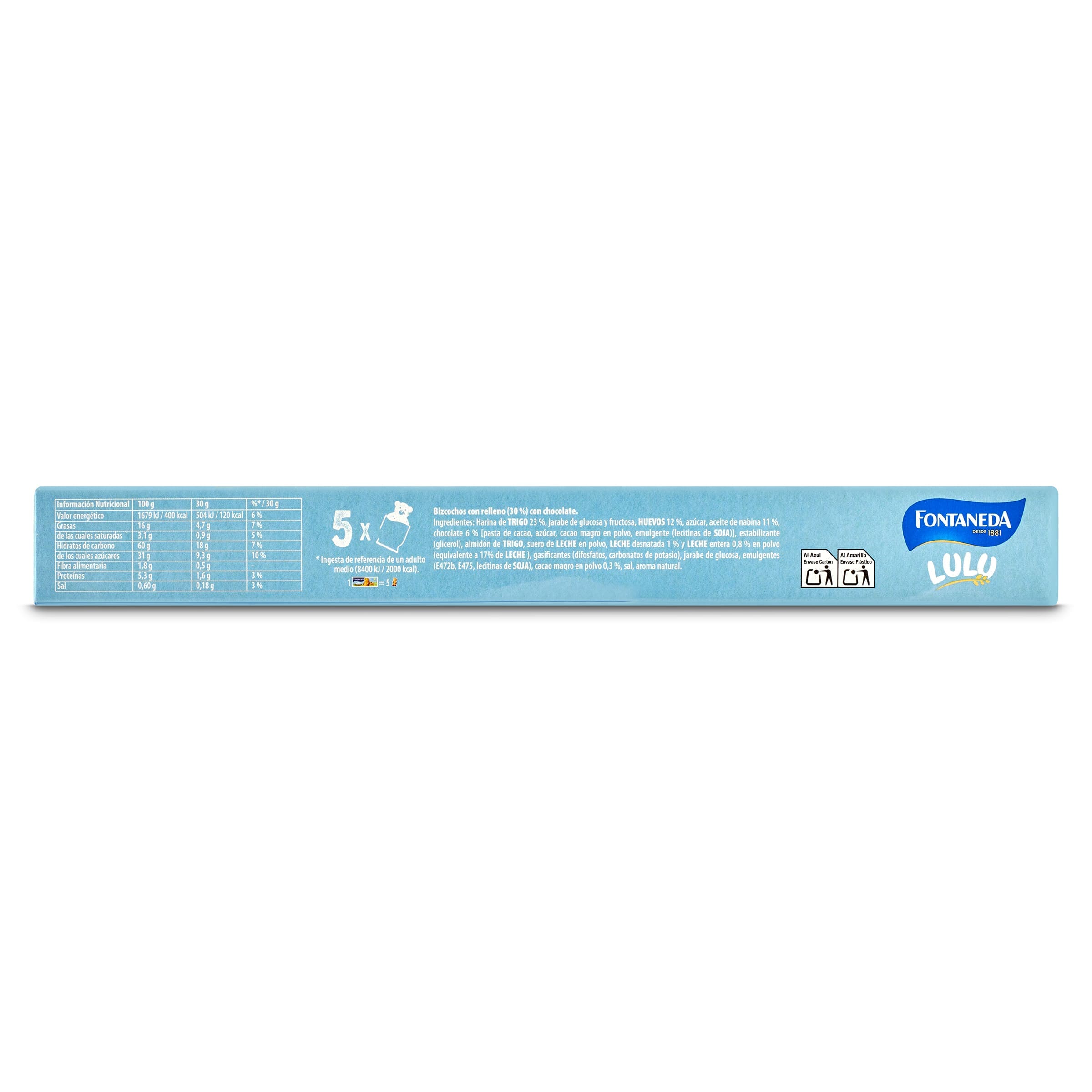 Bizcocho ositos lulú rellenos de chocolate Fontaneda 150 g