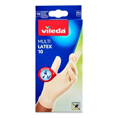 Guantes desechables de látex multiusos talla M/L VILEDA CAJA 10 UD-1 Guantes desechables de látex multiusos talla M/L VILEDA CAJA 10 UD-1