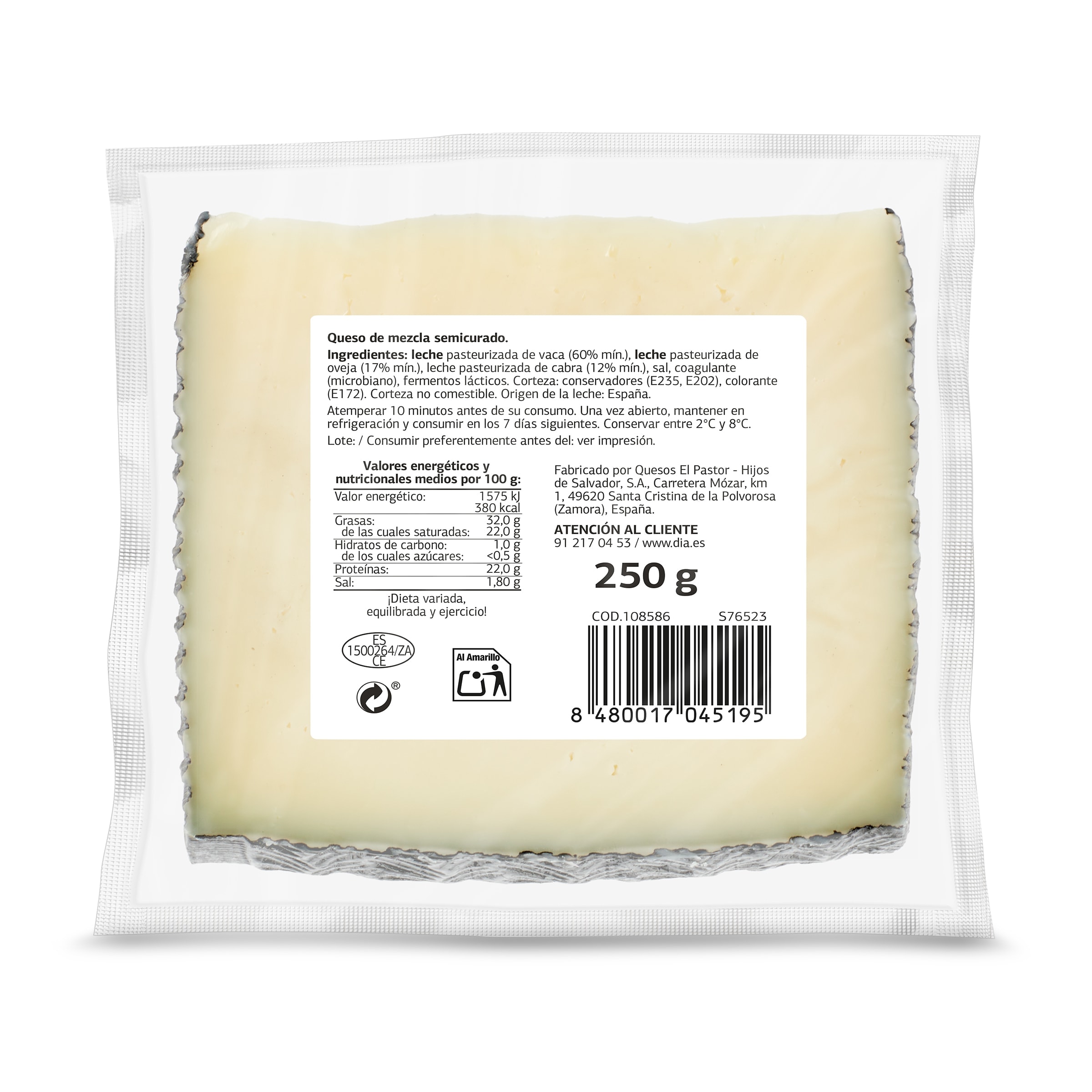 Queso semicurado Dia El Cencerro 250 g