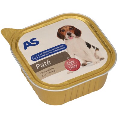 Paté para perros rico en cordero As tarrina 300 g-0