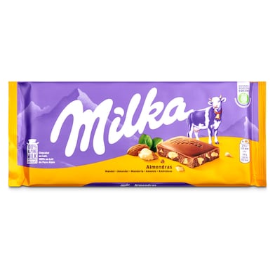 Chocolate con leche y almendras troceadas Milka 125 g-0