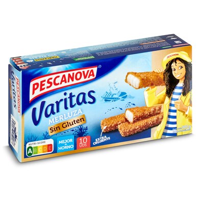 Varitas de merluza sin gluten Pescanova caja 300 g-0 Varitas de merluza sin gluten Pescanova caja 300 g-0