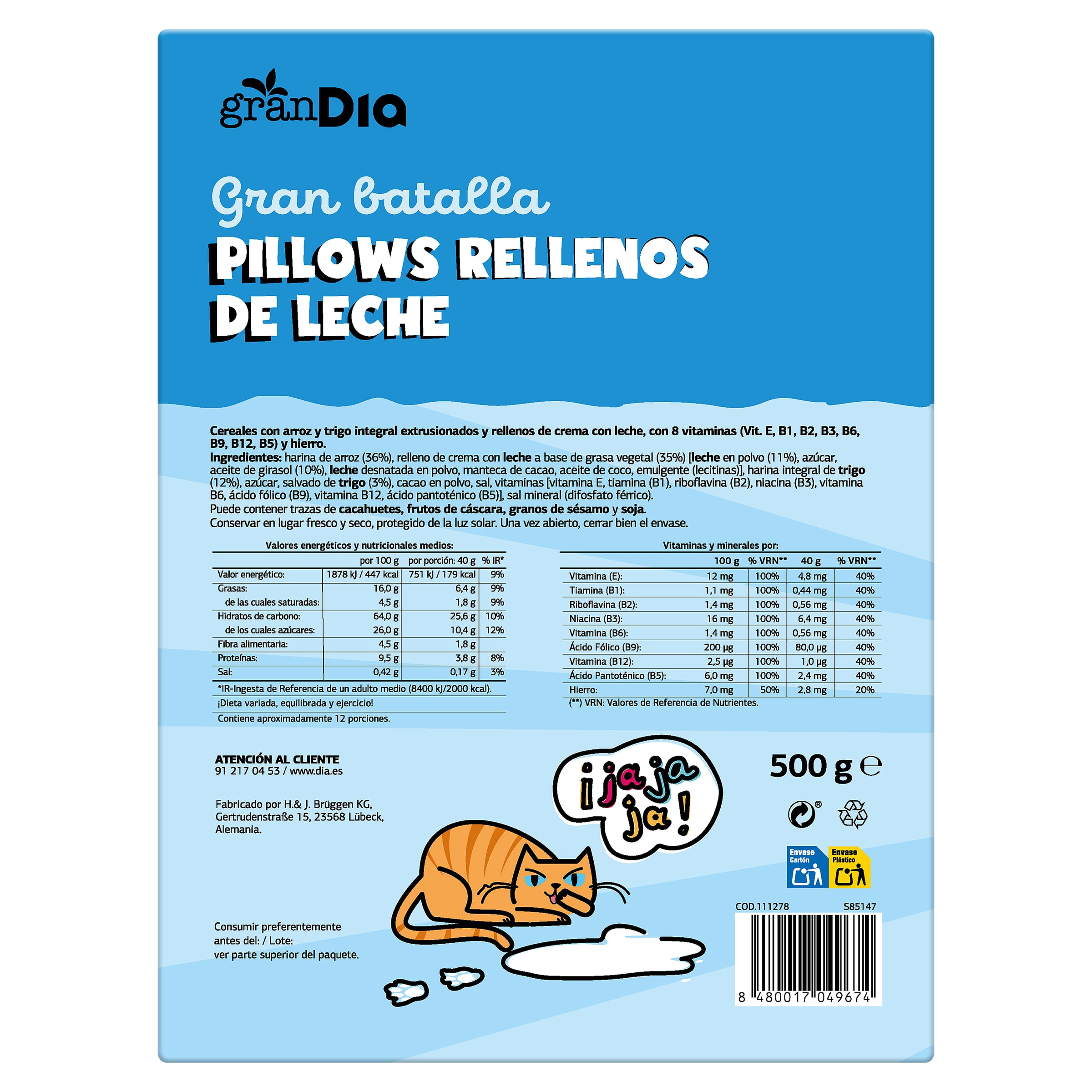 Cereales rellenos de leche Gran Dia 500 g