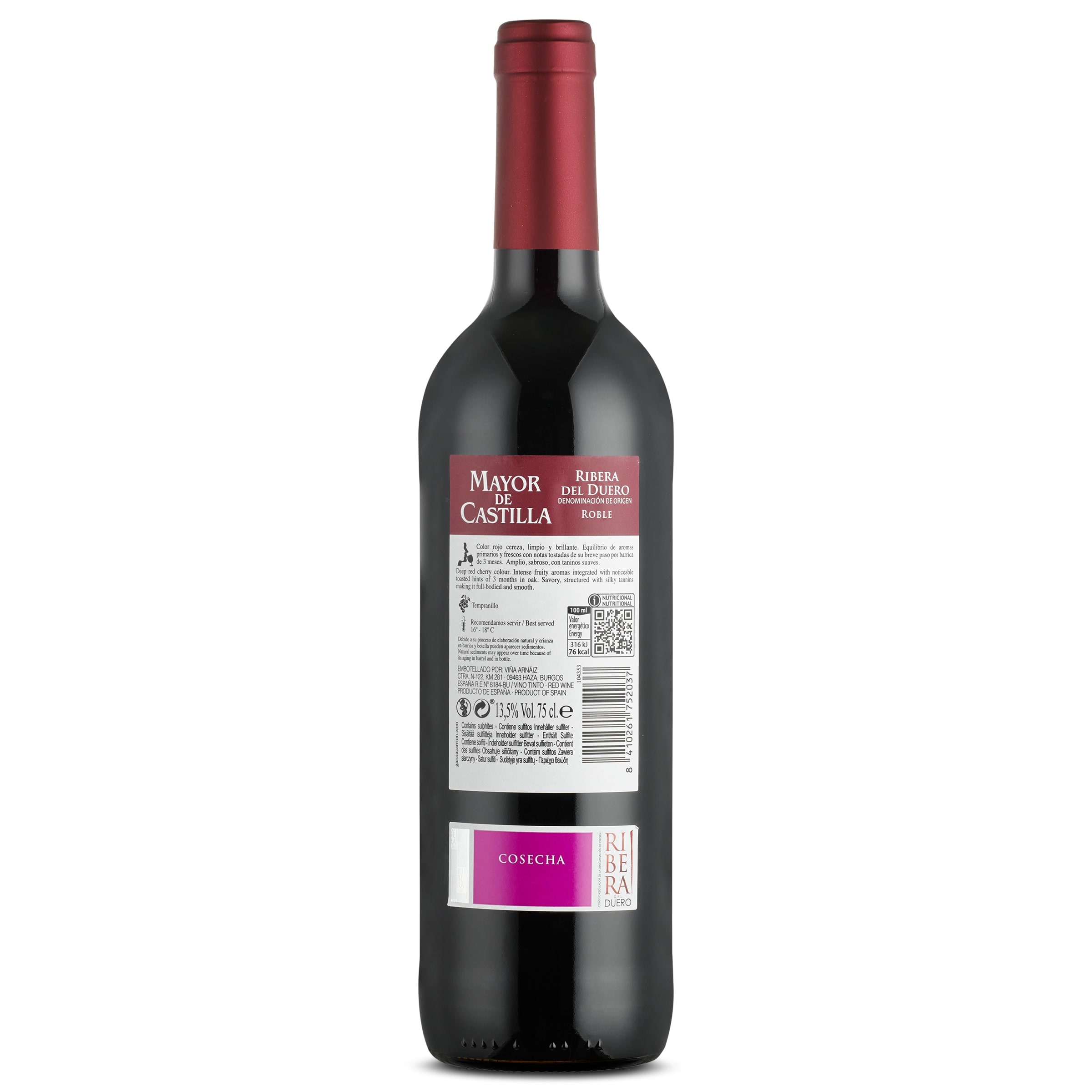 Vino tinto roble D.O. Ribera del Duero Mayor de Castilla 75 cl