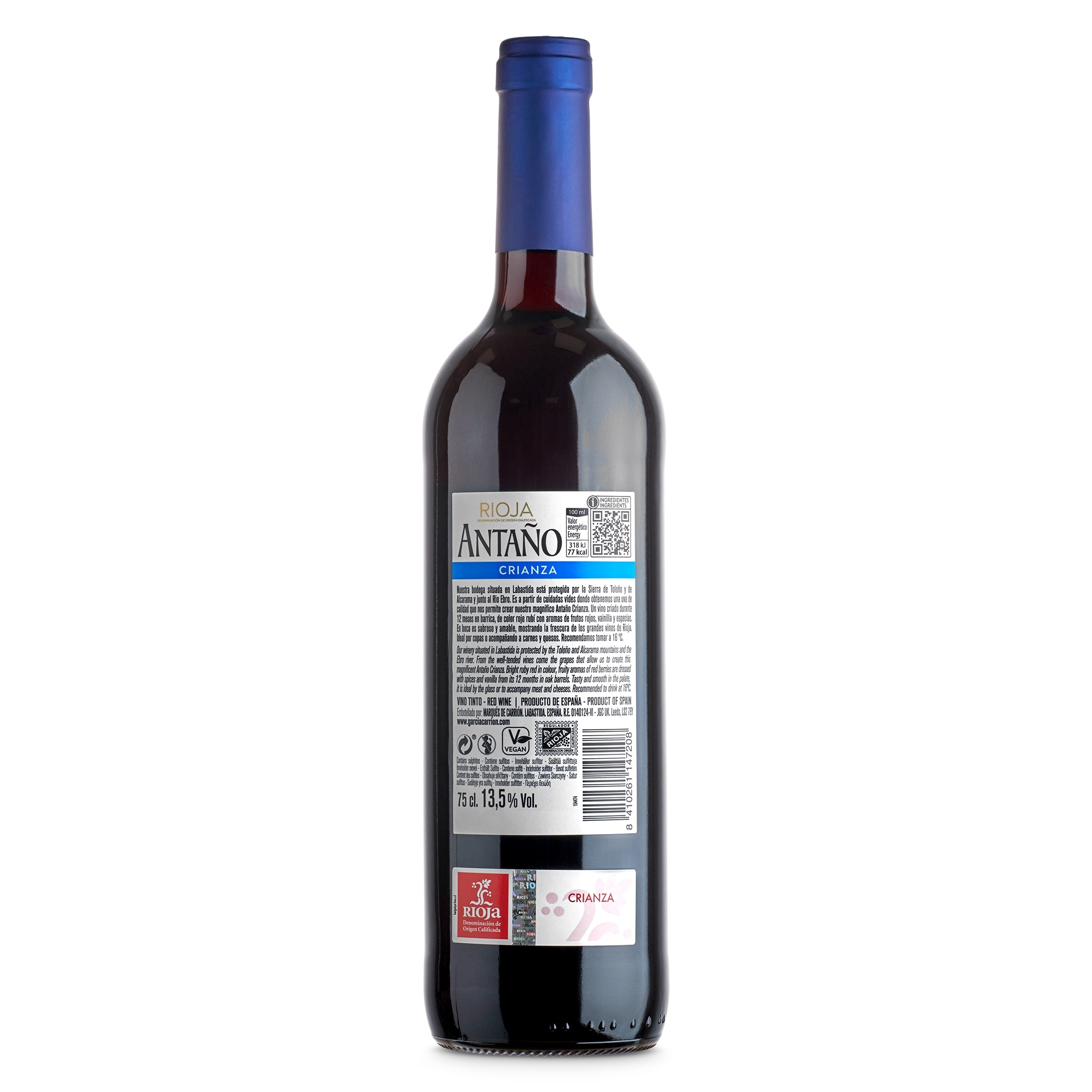 Vino tinto crianza D.O. Rioja Antaño 75 cl