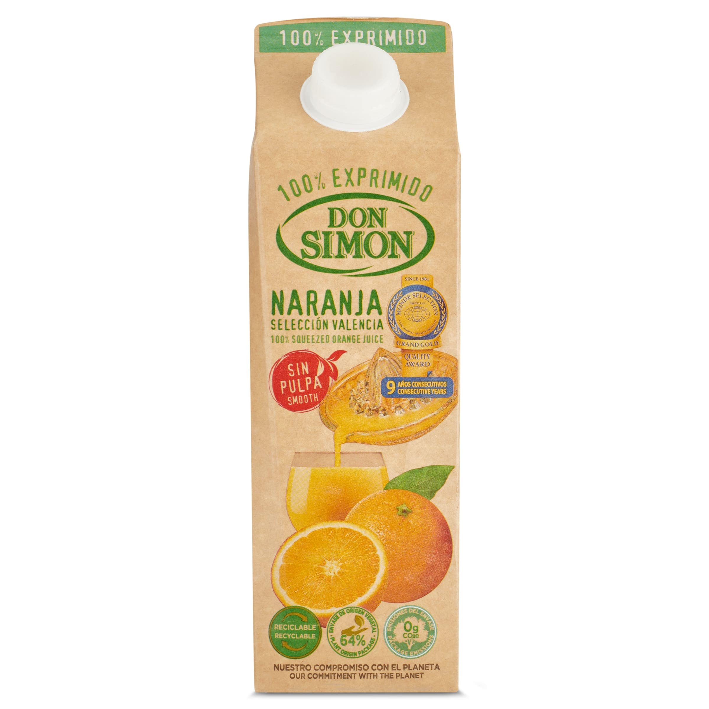 Zumo de naranja sin pulpa Don Simón 1 L
