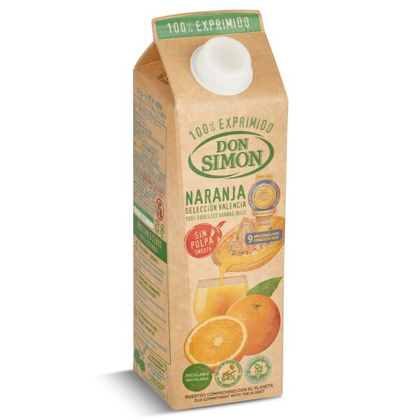 Zumo de Naranja Exprimida sin Pulpa Don Simon 1 L.
