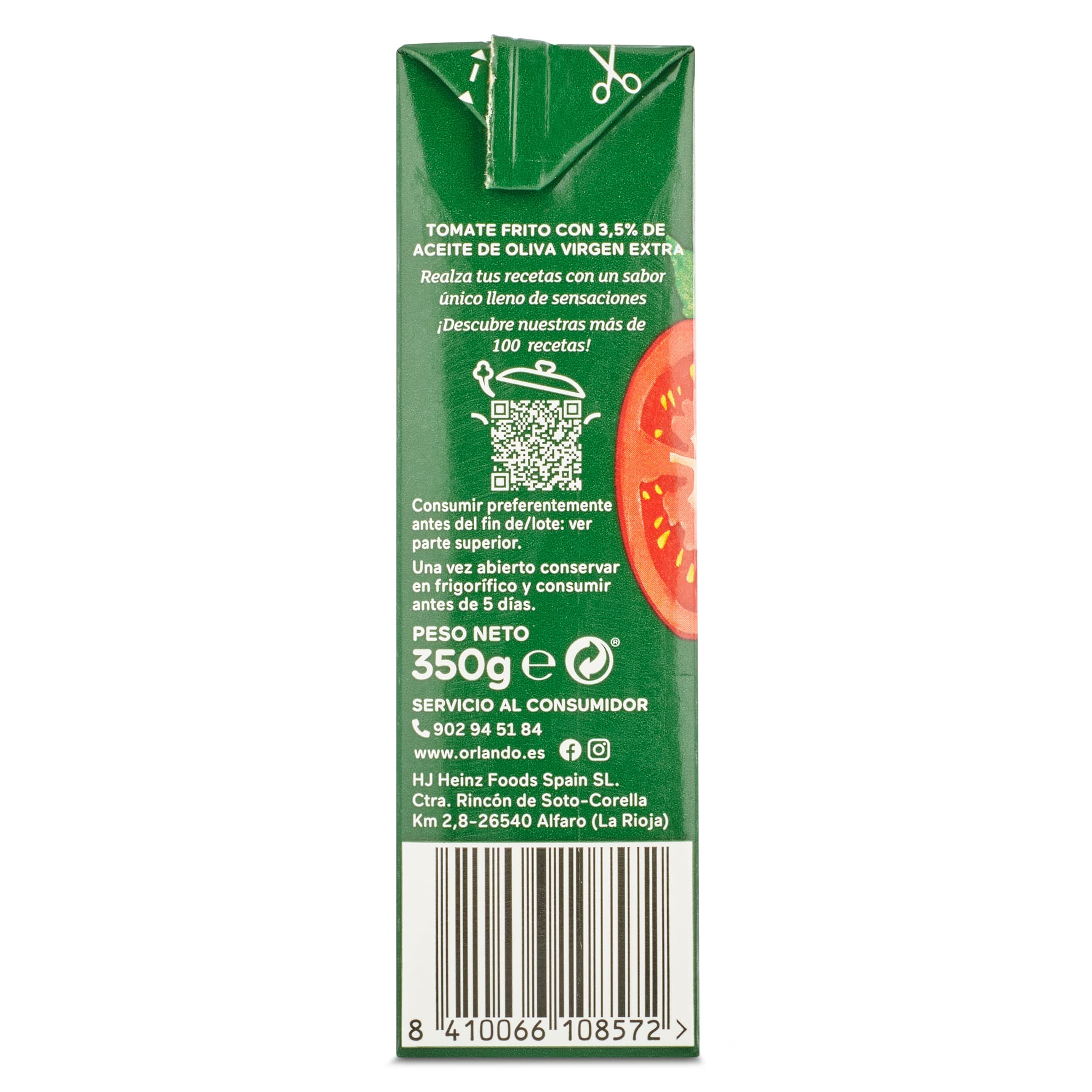 Tomate frito con aceite oliva Orlando 350 g