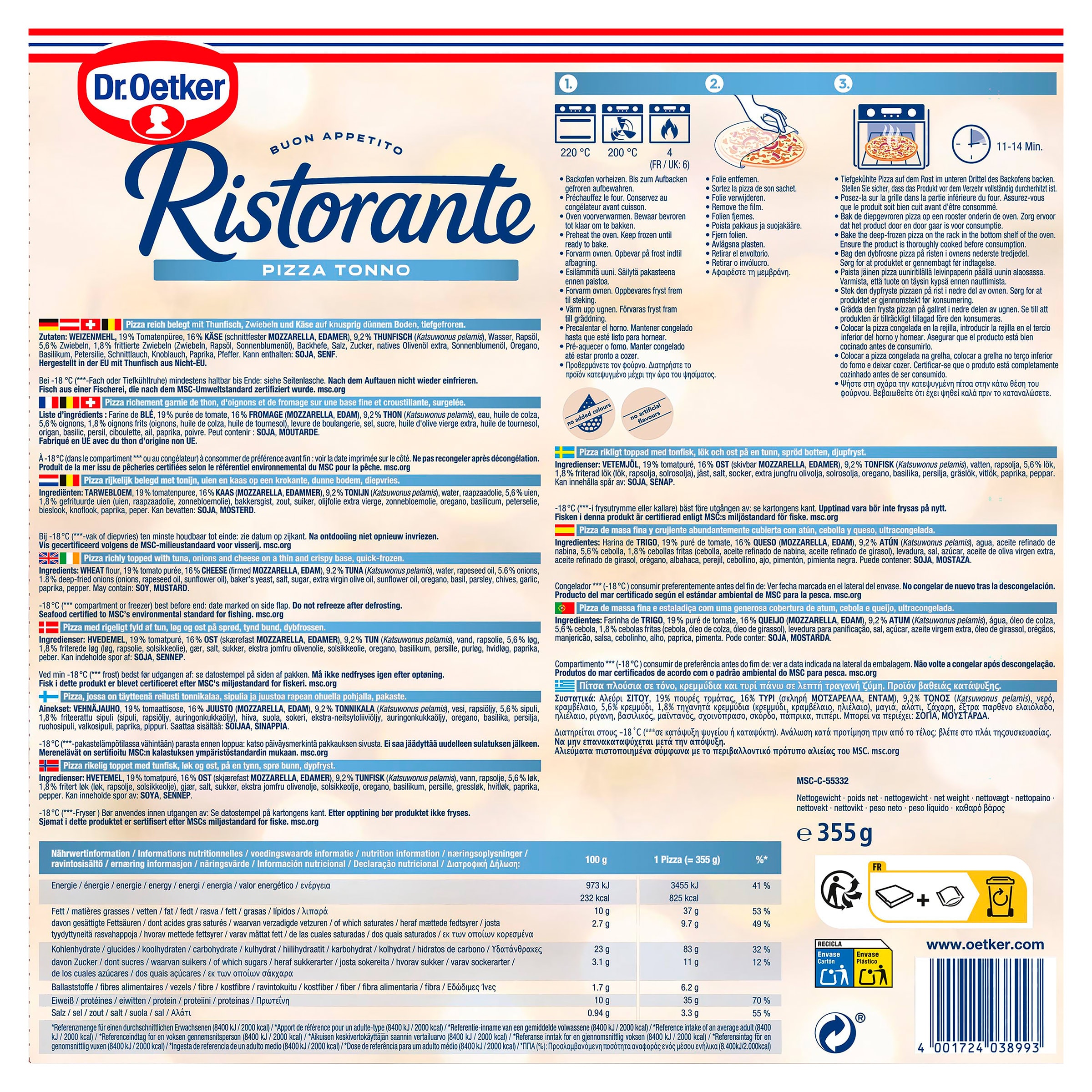 Pizza de atún Dr. Oetker Ristorante 355 g