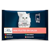 Finas láminas surtidas en salsa para gatos Gourmet bolsa 4 x 85 g