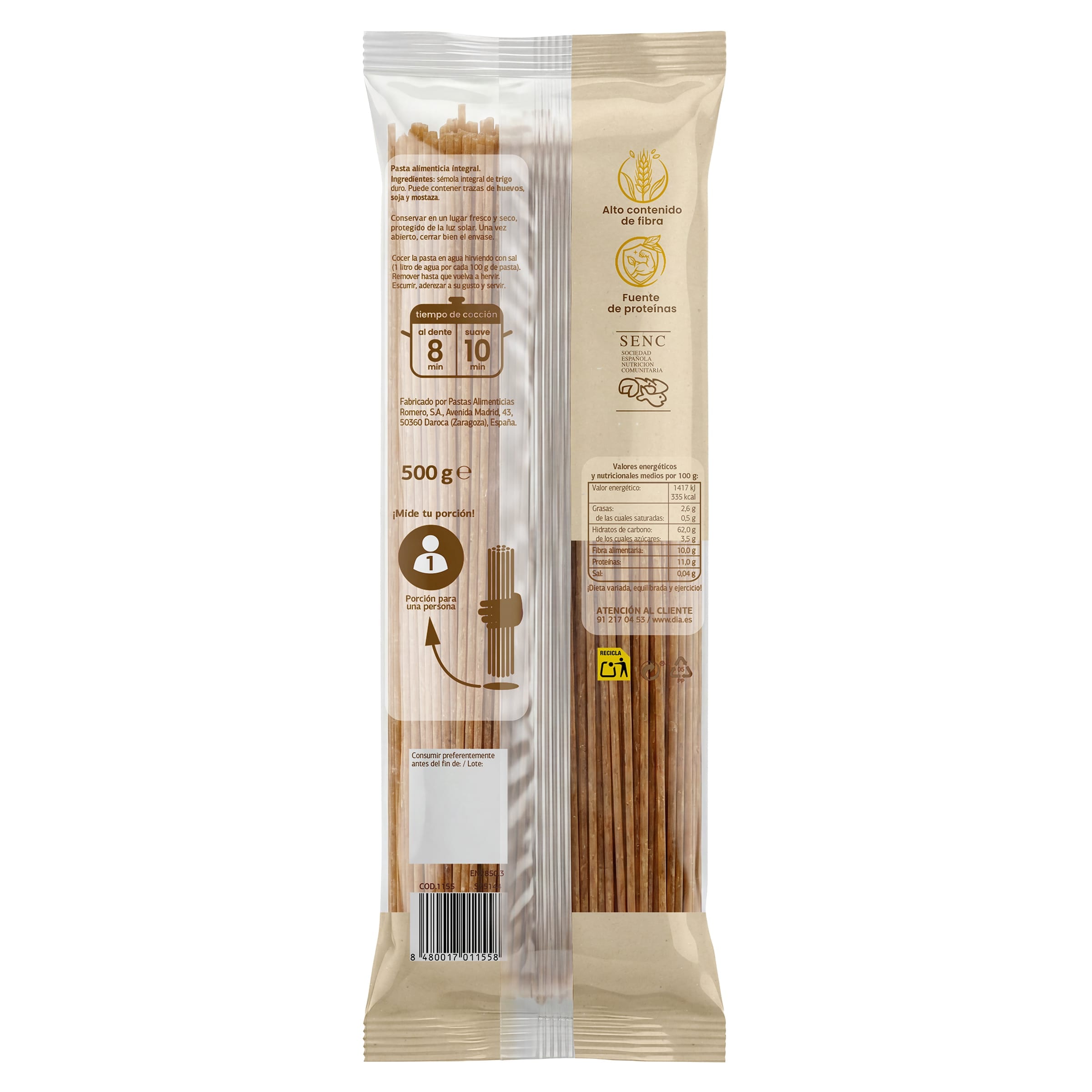 Espaguetis integrales Dia Al Diante 500 g