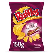 Patatas fritas onduladas sabor a jamón Ruffles bolsa 150 g