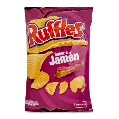 Patatas fritas onduladas sabor a jamón Ruffles bolsa 150 g-0