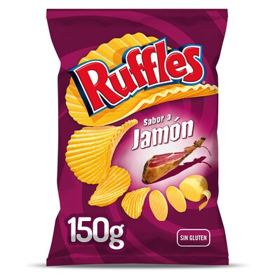 Patatas fritas onduladas sabor a jamón Ruffles bolsa 150 g-0