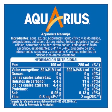 Bebida refrescante de naranja Aquarius botella 1.5 l-1