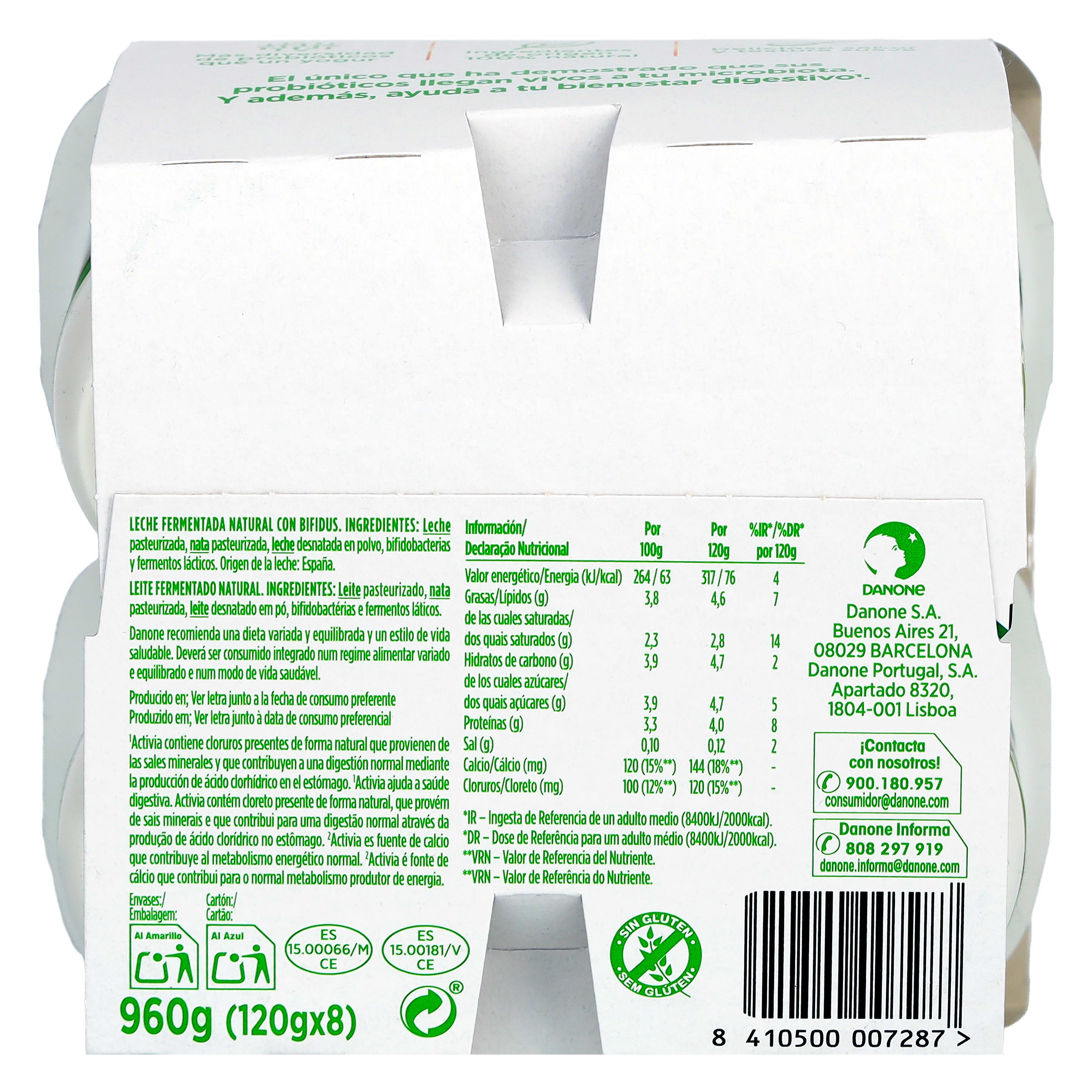 Bífidus natural Activia 8 x 120 g