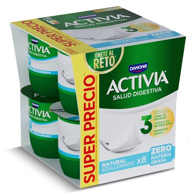 Bífidus natural desnatado edulcorado Activia vaso 8 x 120 g-0 Bífidus natural desnatado edulcorado Activia vaso 8 x 120 g-0