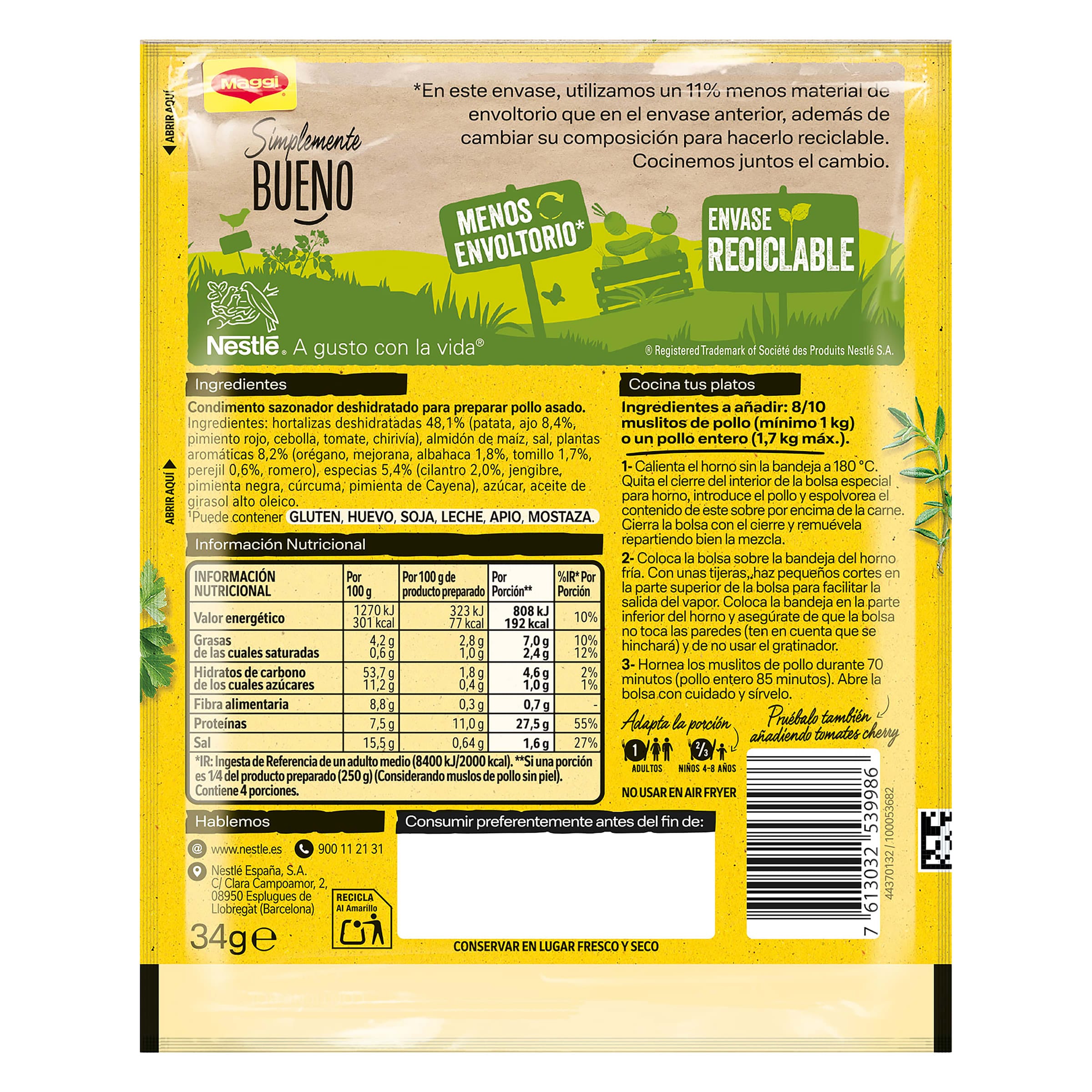 Sazonador para pollo asado Maggi 34 g