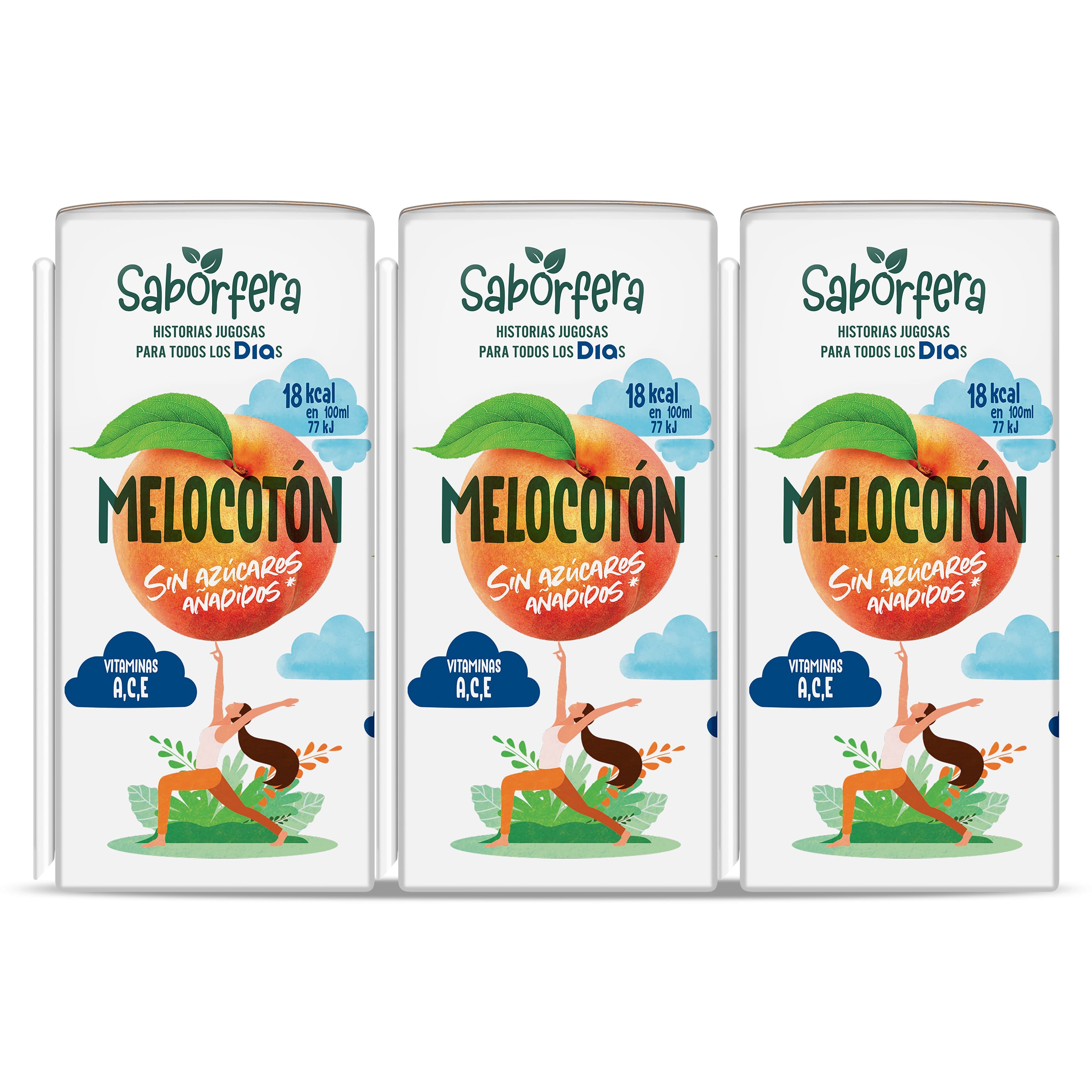 Bebida de zumo de melocotón sin azúcares añadidos Dia Saborfera pack 6 x 200 ml