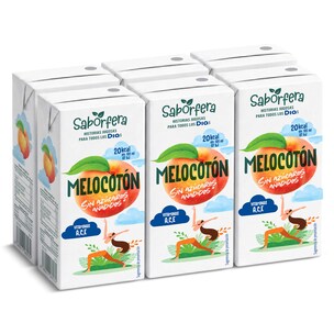 bebida de zumo de melocoton sin azucares anadidos pack 6 x 200 ml