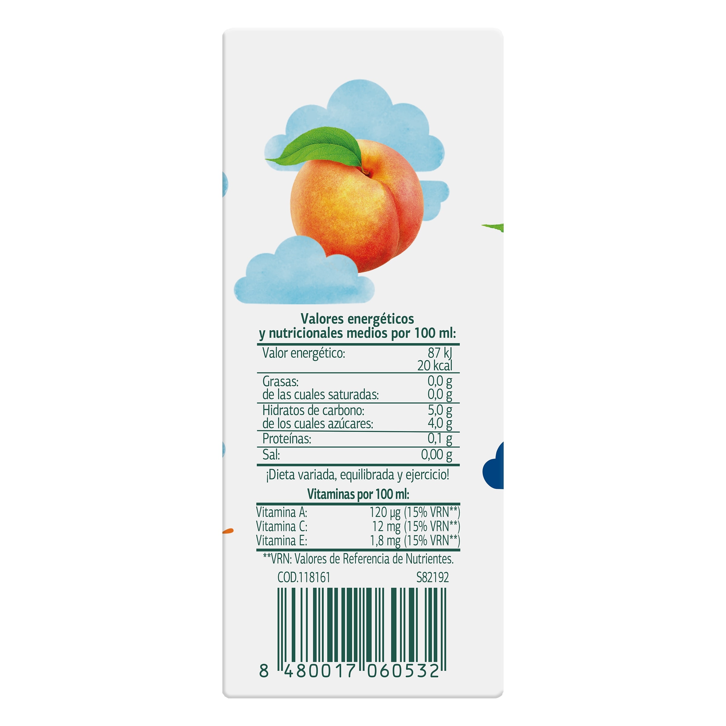 Bebida de zumo de melocotón sin azúcares añadidos Dia Saborfera pack 6 x 200 ml