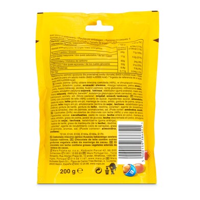 Cacahuete recubierto de chocolate con leche M&M's bolsa 200 g-1 Cacahuete recubierto de chocolate con leche M&M's bolsa 200 g-1