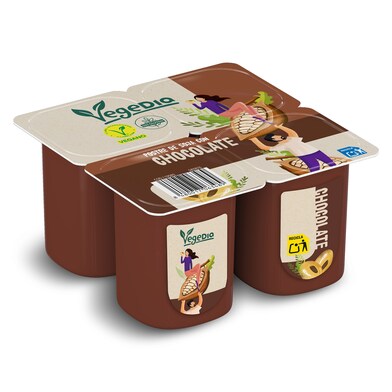 Postre vegetal de soja sabor chocolate Vegedia pack 4 x 100 g-0