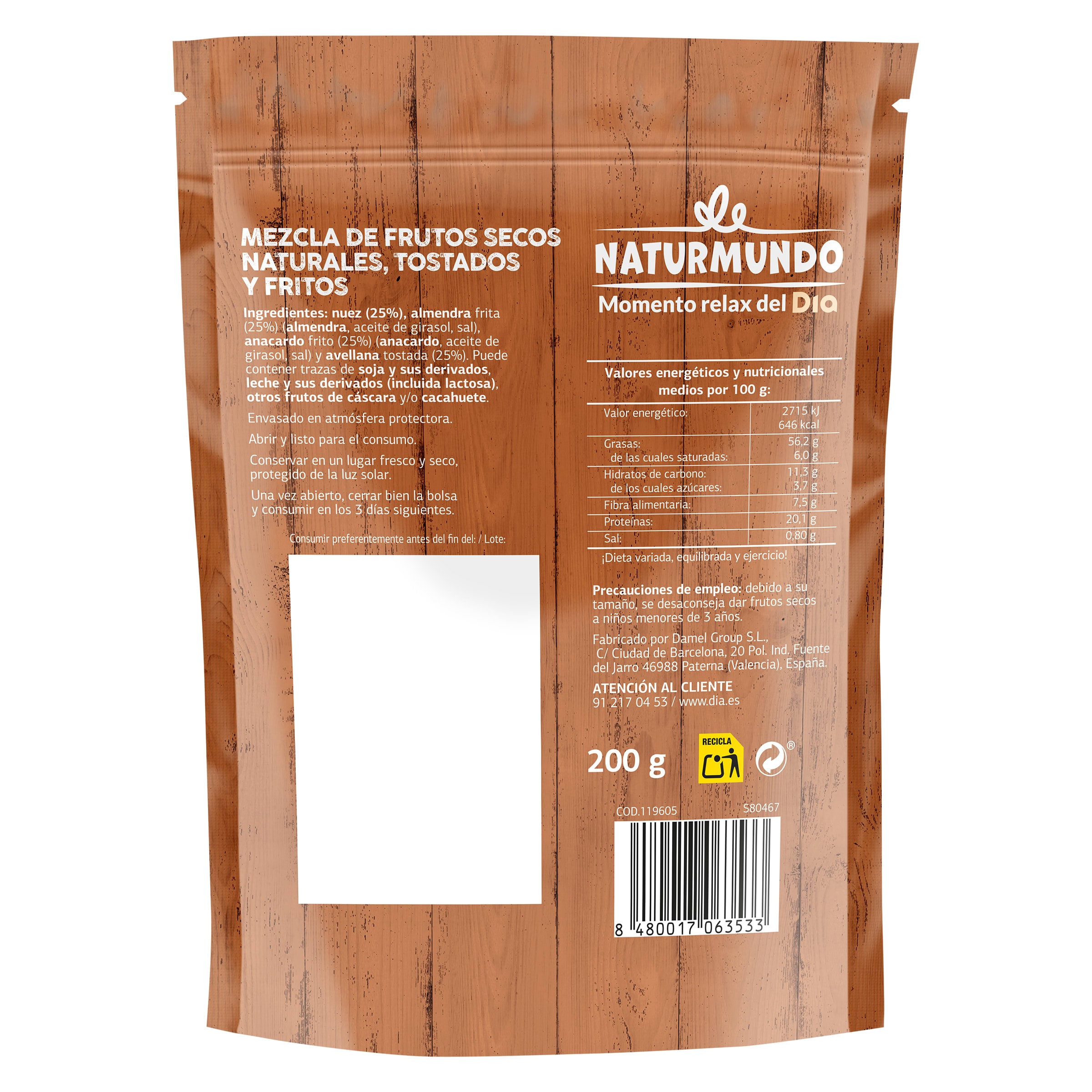 Mix de frutos secos clásico Dia Naturmundo 200 g