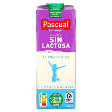 Leche semidesnatada sin lactosa PASCUAL BRIK 1 LT-1 Leche semidesnatada sin lactosa PASCUAL BRIK 1 LT-1