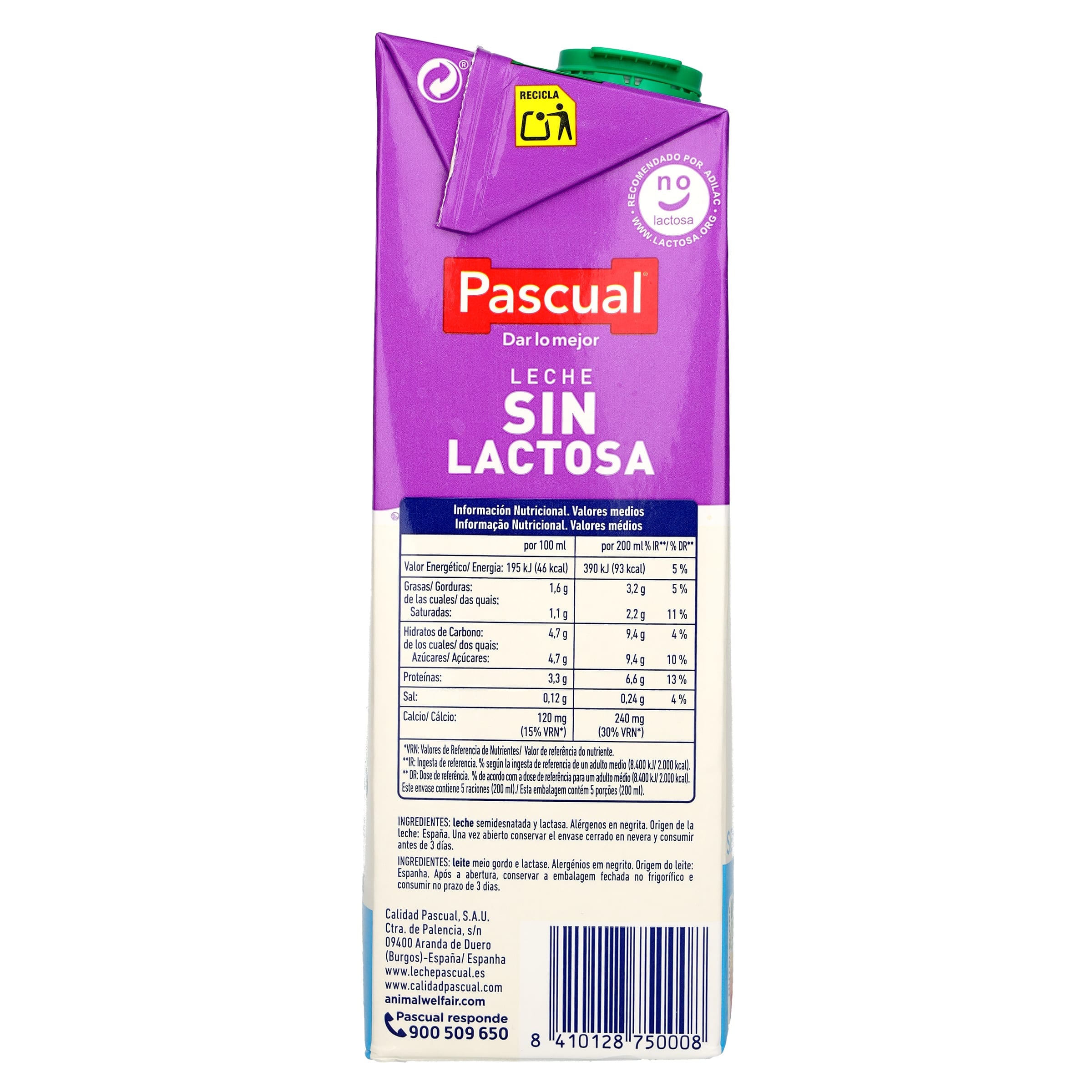 Leche semidesnatada Pascual brik 1 l - Supermercados DIA