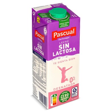 Leche desnatada sin lactosa Pascual brik 1 l-0