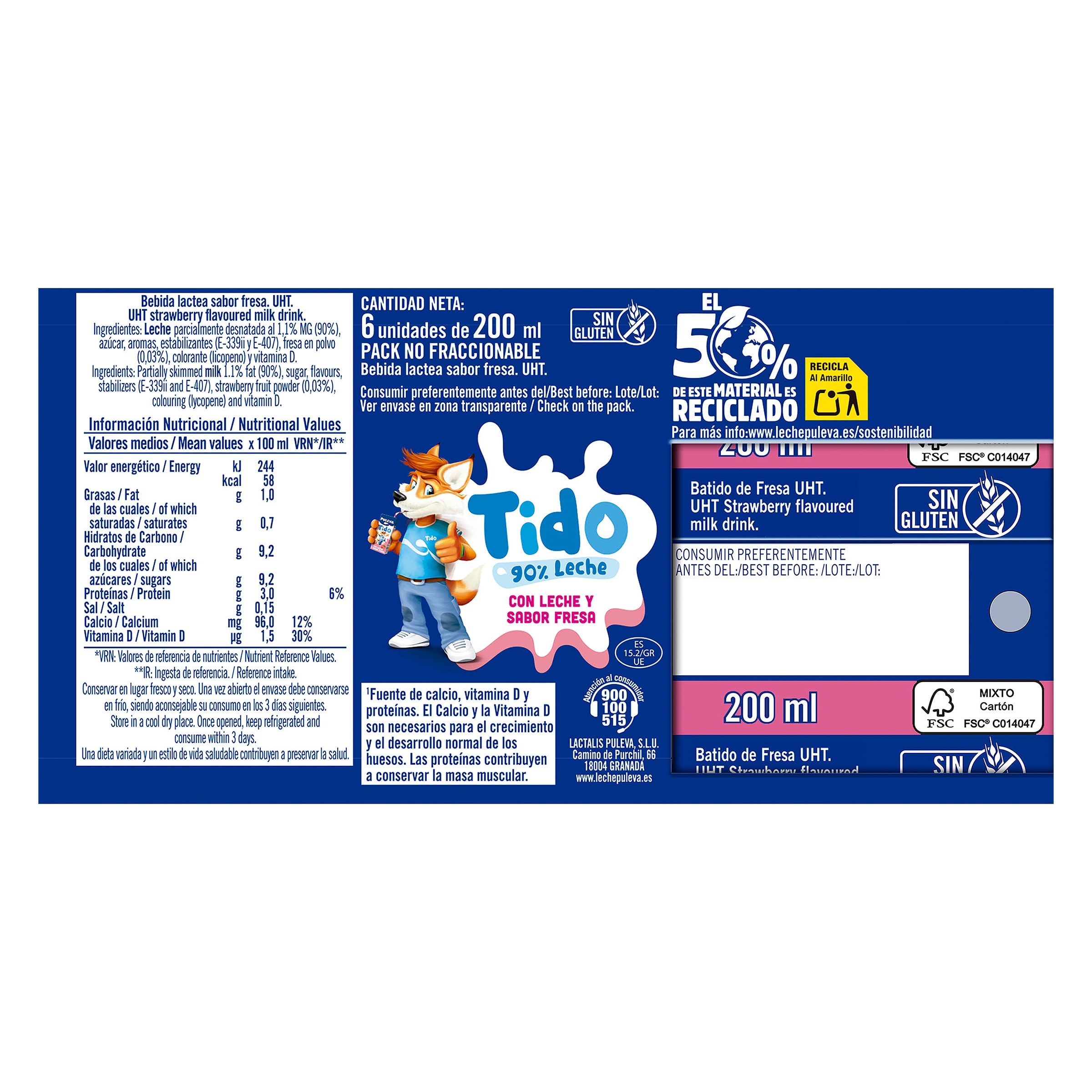 Batido de fresa Puleva 6 x 200 ml