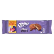 Galletas de barquillo cubiertas de chocolate choco wafer Milka bolsa 180 g