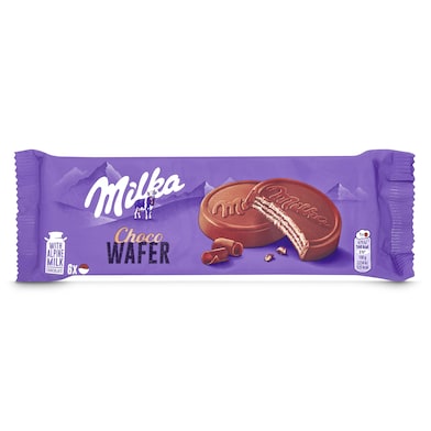 Galletas de barquillo cubiertas de chocolate choco wafer Milka bolsa 180 g-0