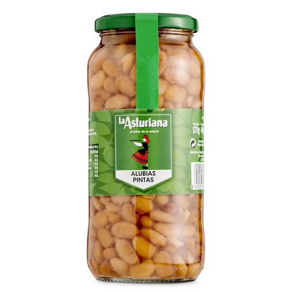 Alubias Pintas Cocidas La Asturiana Frasco 400 Gr.