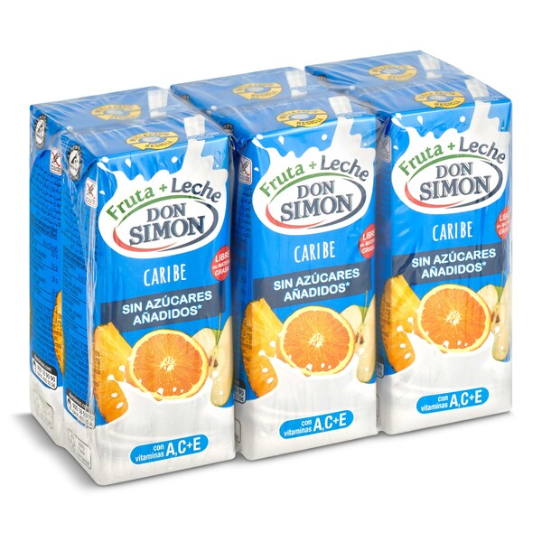 Bebida Frutas con Leche Caribe Zero Don Simon 6x200 Ml.