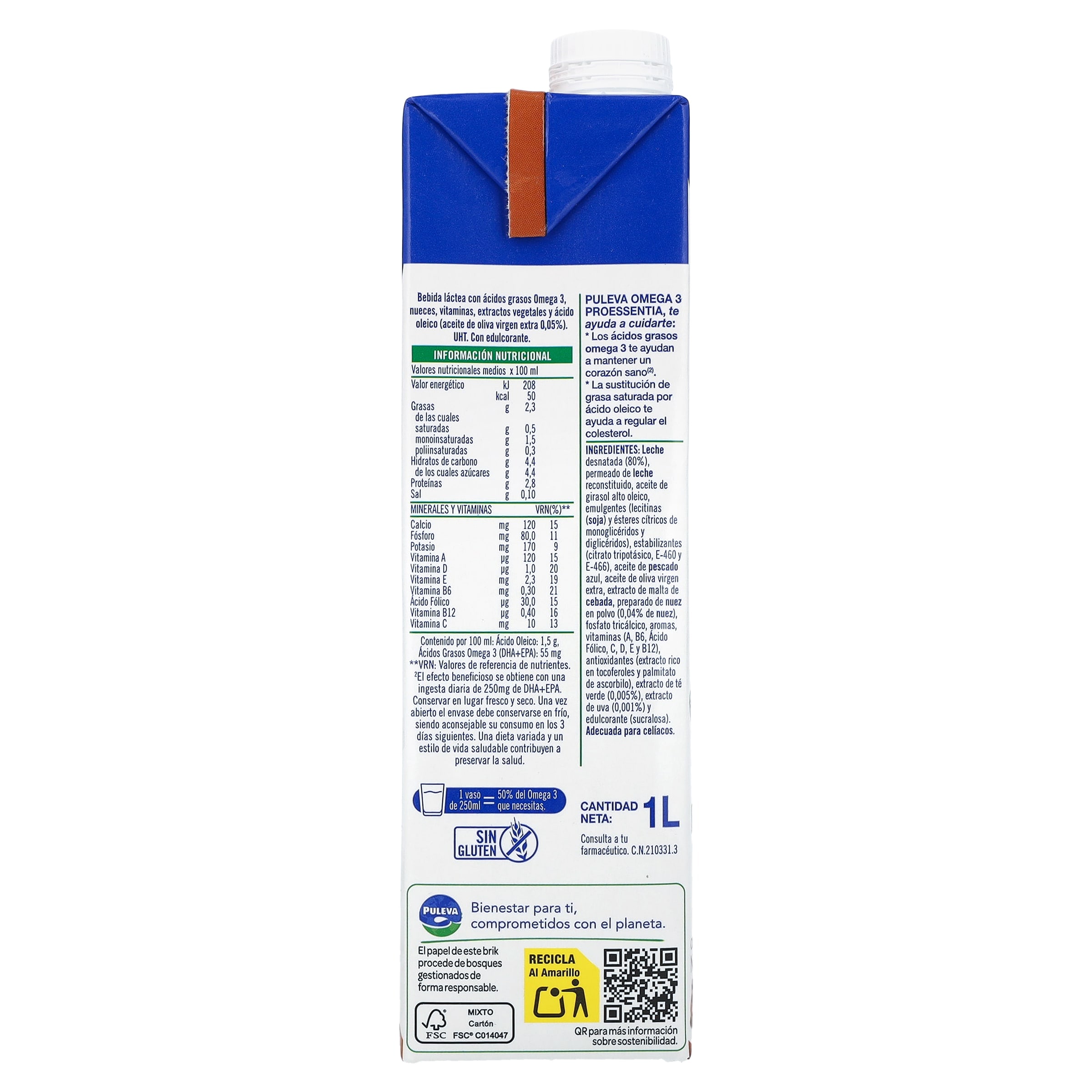 Bebida láctea omega 3 con nueces Puleva 1 L