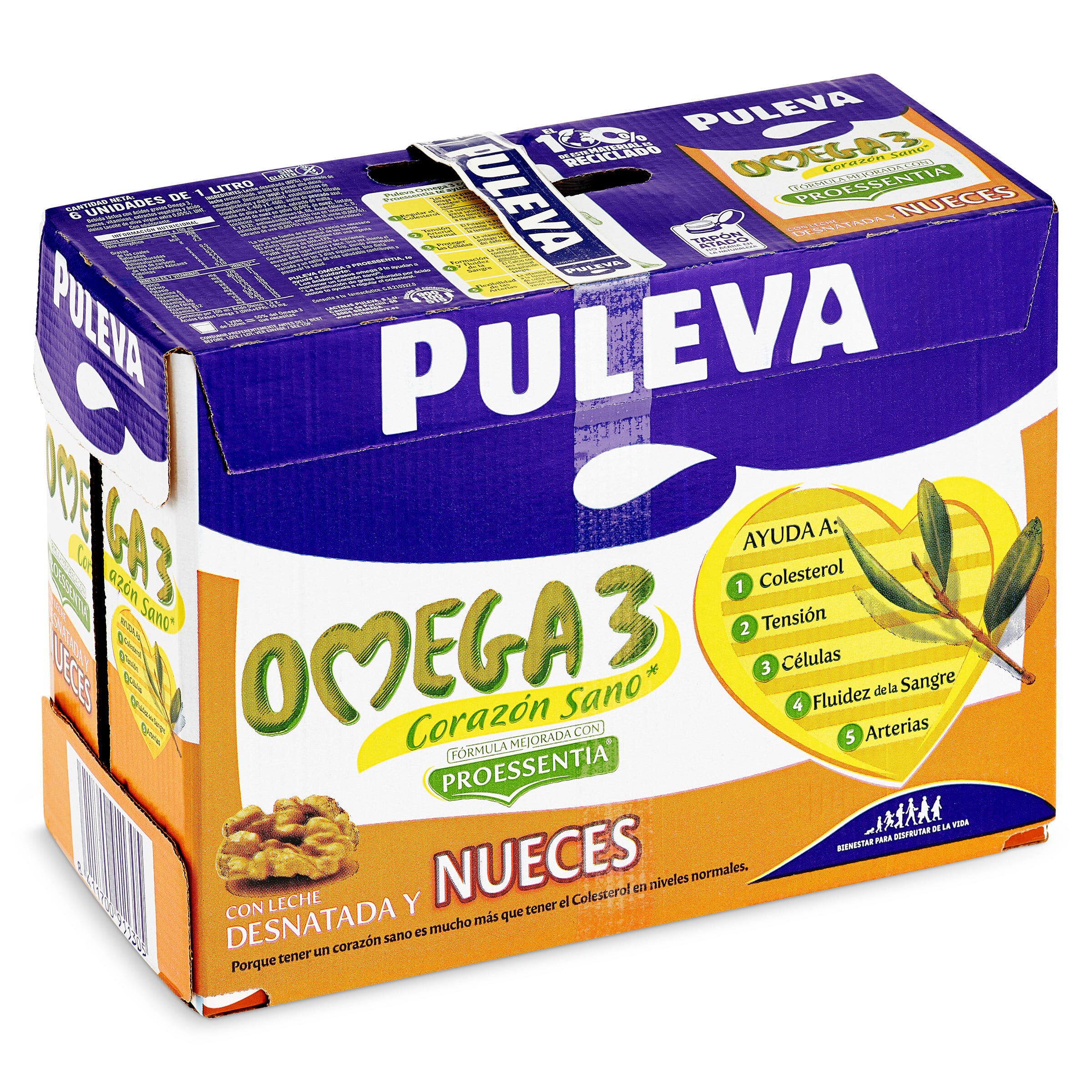 Imagen de Bebida láctea omega 3 con nueces Puleva pack 6 x 1 L