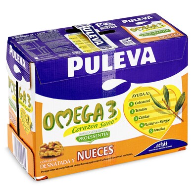 Bebida láctea omega 3 con nueces Puleva pack 6 x 1 l-0