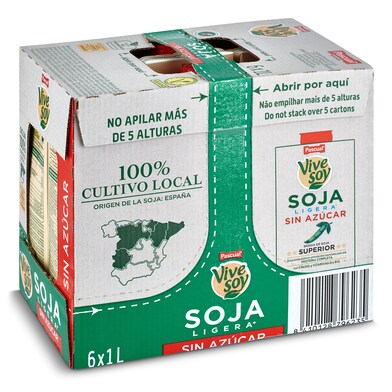 Bebida de soja ligera sin azúcar Pascual Vivesoy pack 6 x 1 l-0 Bebida de soja ligera sin azúcar Pascual Vivesoy pack 6 x 1 l-0