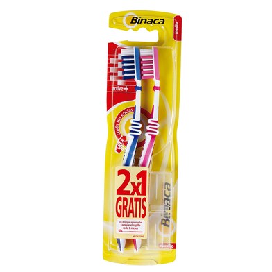 Cepillo de dientes active medio Binaca blister 2 unidades-0