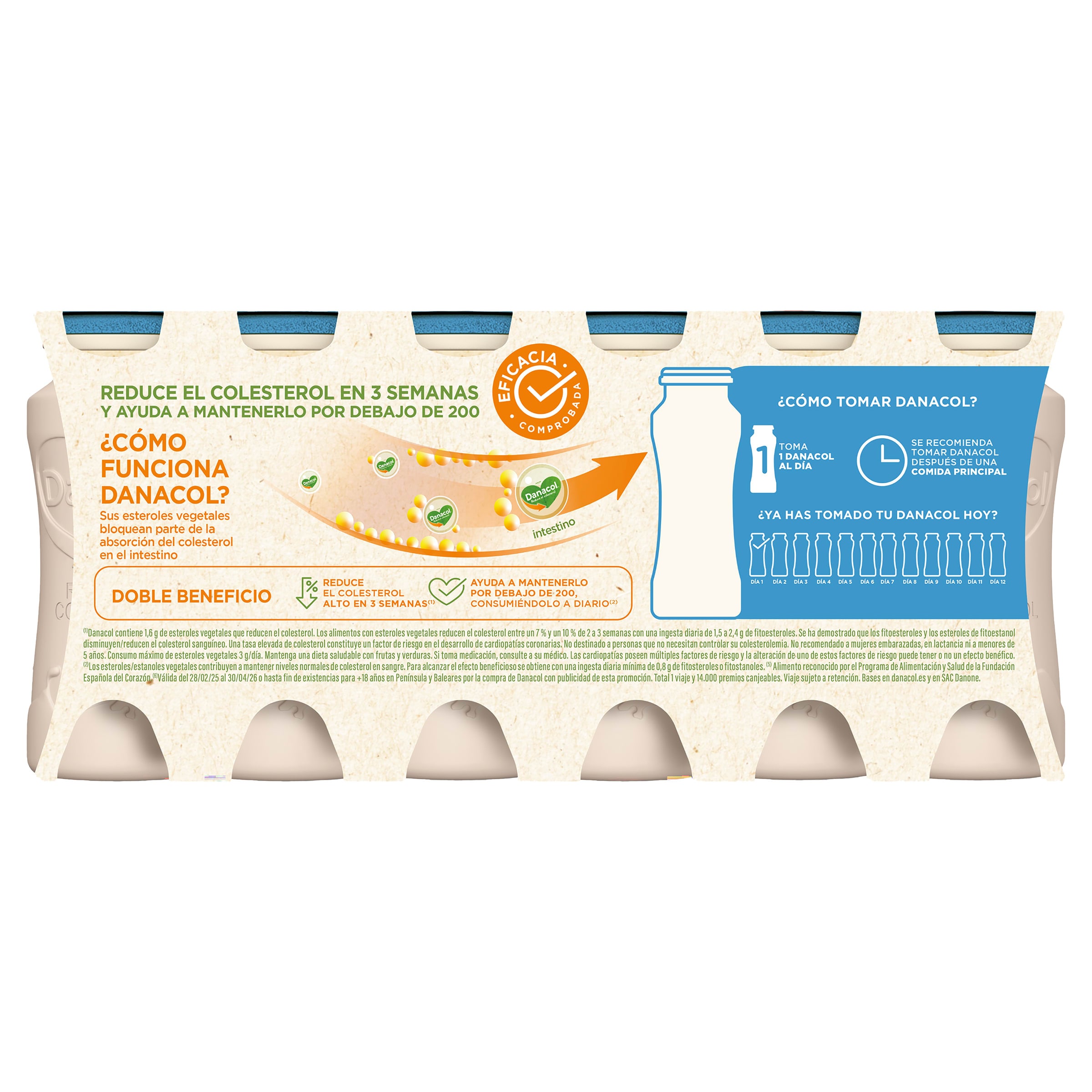 Bebida láctea natural 0% azúcares añadidos Danacol 12 x 100 g