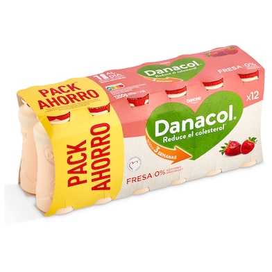 Bebida láctea de fresa Danacol pack 12 x 100 g-0