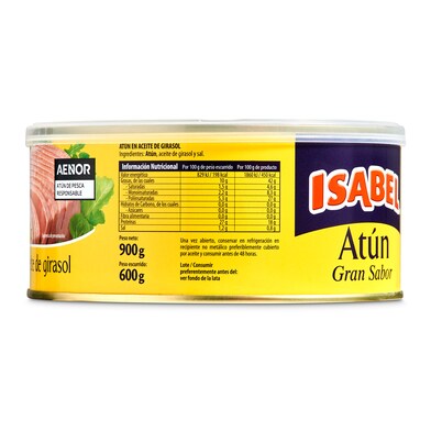 Atún en aceite de girasol Isabel lata 650 g-1 Atún en aceite de girasol Isabel lata 650 g-1