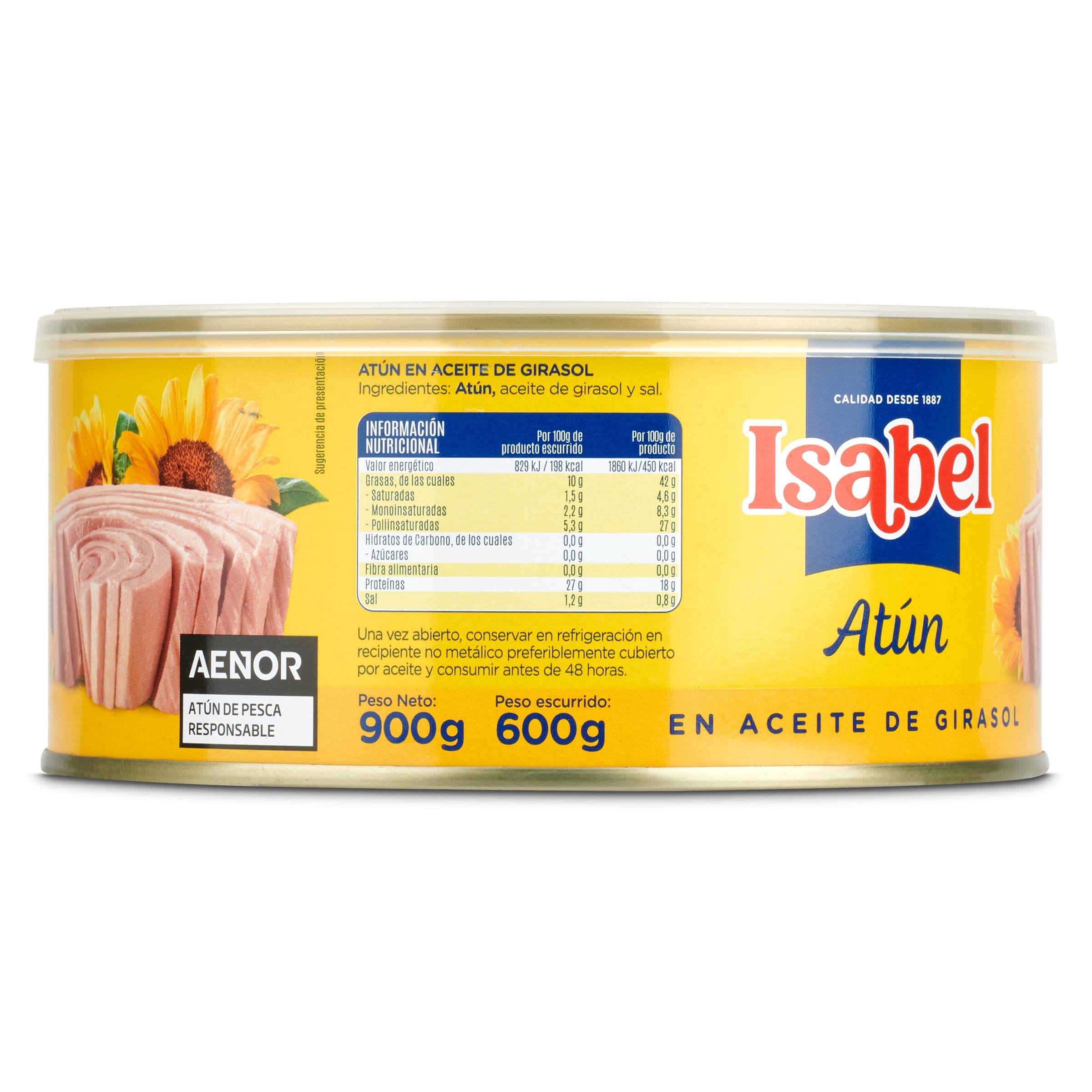Atún en aceite de girasol Isabel 600 g