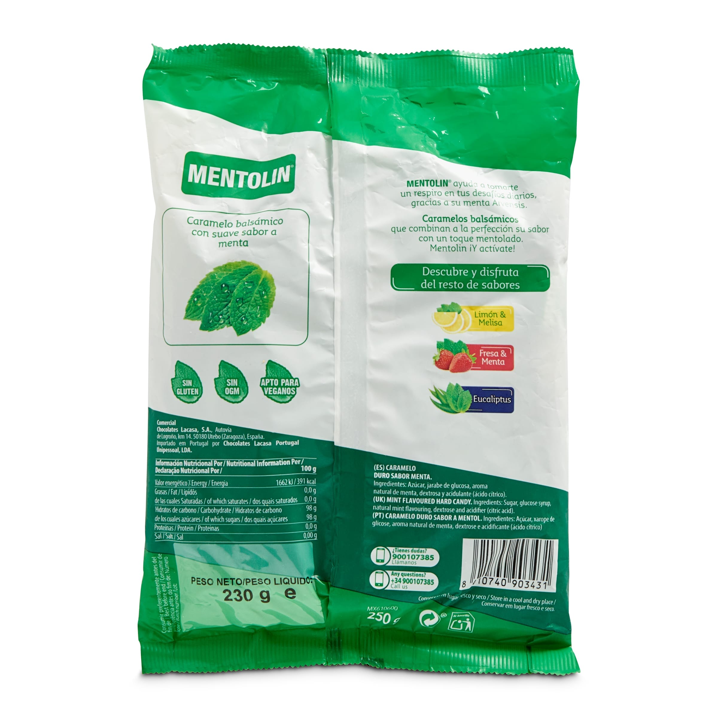 Caramelos de menta fresca Lacasa 250 g