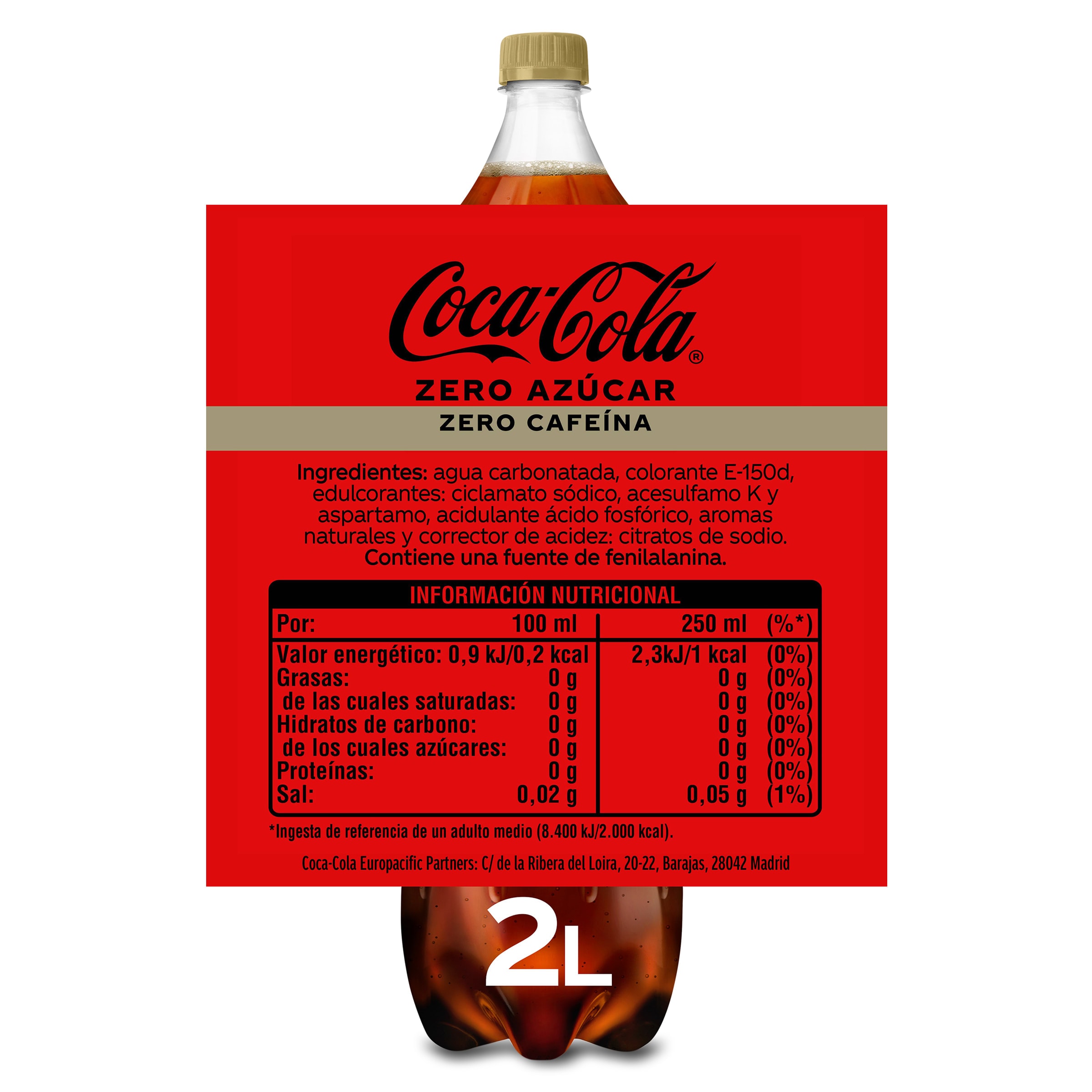 Coca-Cola zero azúcar zero cafeína 2 L